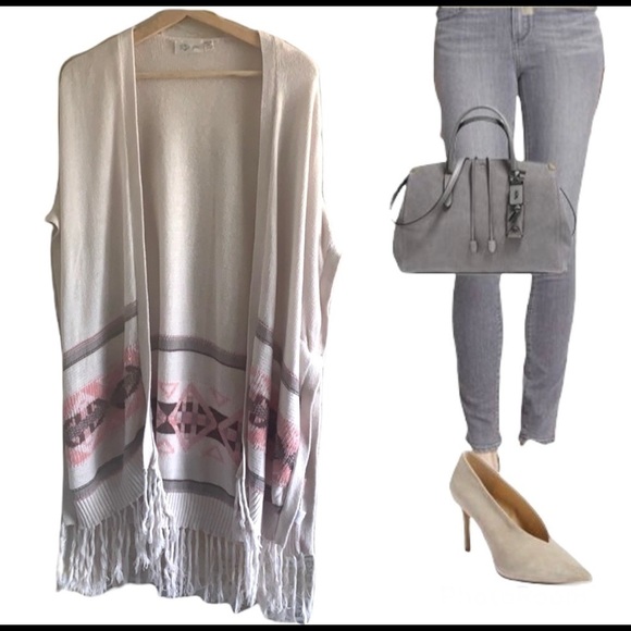 RD Style Cream/Pink Knitted Open Sweater/Cardigan Size S - Picture 12 of 14